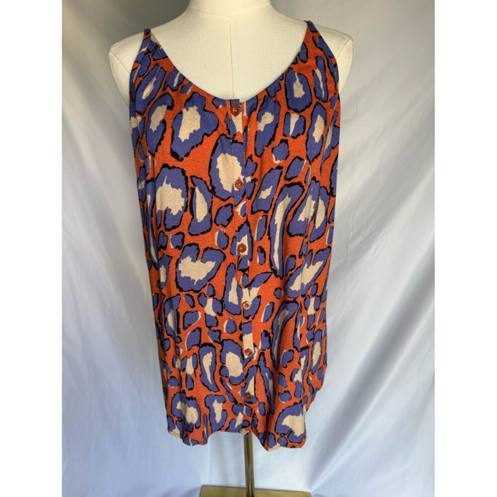 CAbi Isla Cami #5040 Animal Print Button Front Tank Top Medium